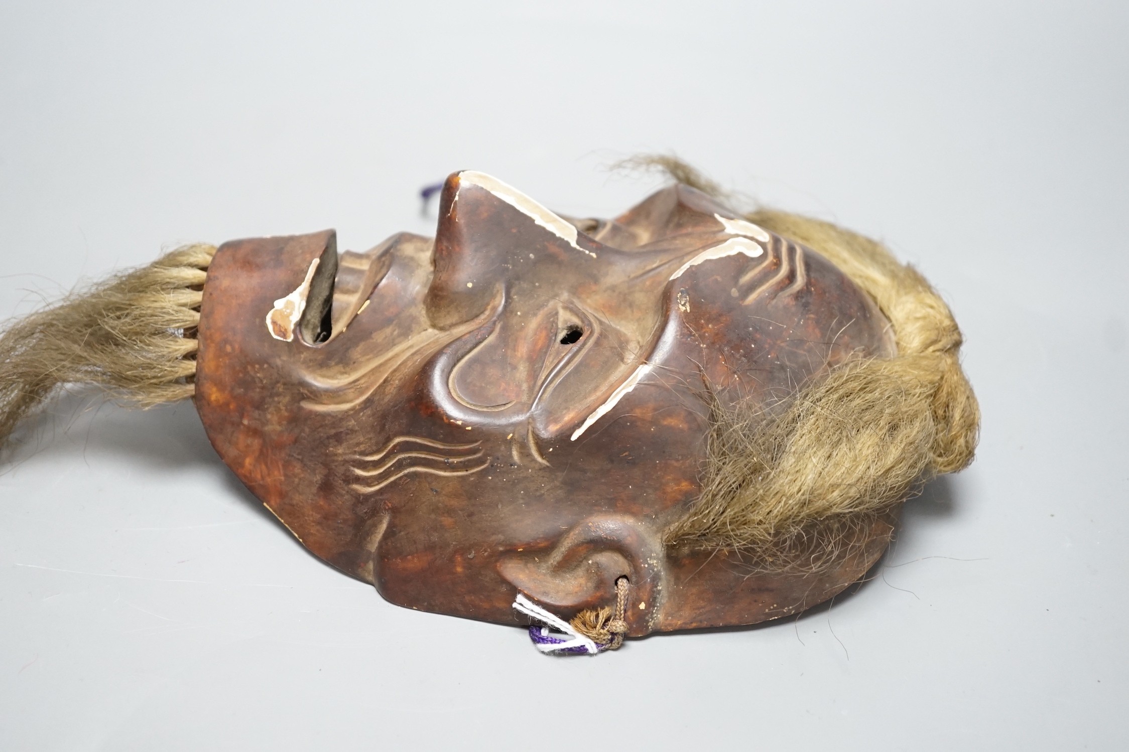 An unusual Japanese Noh mask, Edo period 17th/18th century, 30cm high including beard